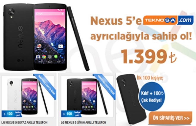 LG Nexus 5, 1399 TL Fiyatla Teknosa'da Ön Siparişte