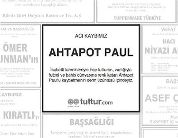 23. Tuttur.com-Acı Kaybımız Ahtapot Paul:)