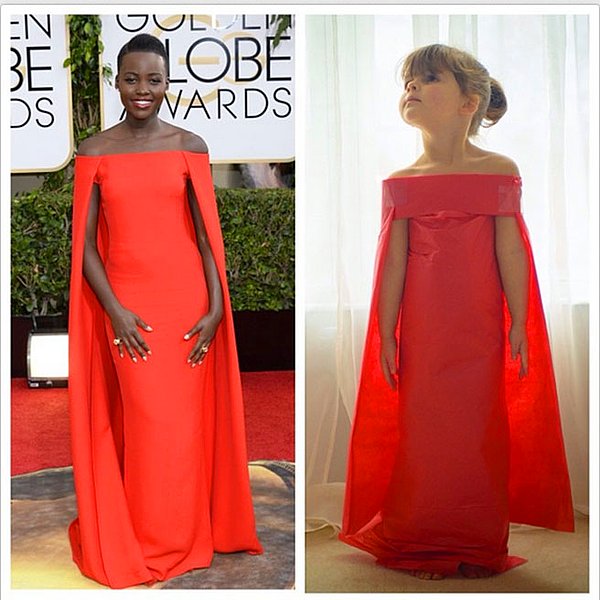 Lupita Nyong'o'nun Altın Küre Ödülleri'nde Giydiği Ralph Lauren tasarımı.