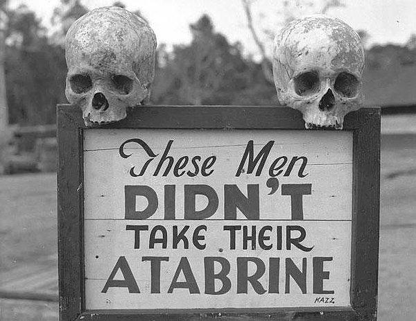 15. II.Dünya Savaşı sırasında Papua Yeni Gine'de Atabrine isimli sıtma ilacı reklamı.