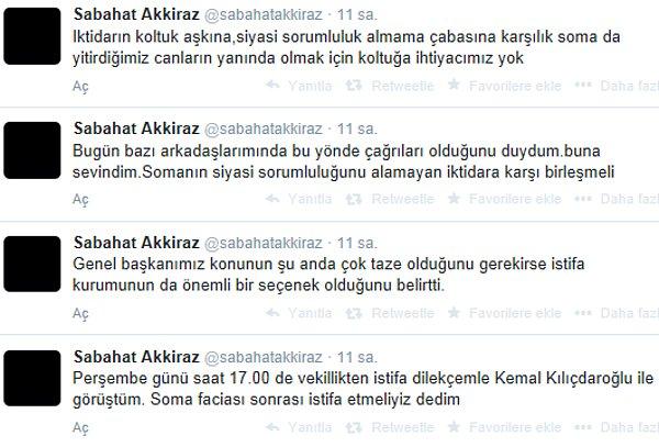 Sabahat Akkiraz, Twitter hesabından şu açıklamayı yaptı: