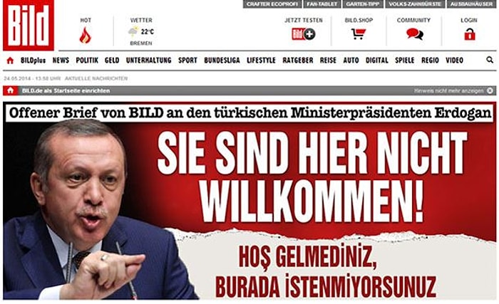 Bild'den Erdoğan'a Sert Manşet!