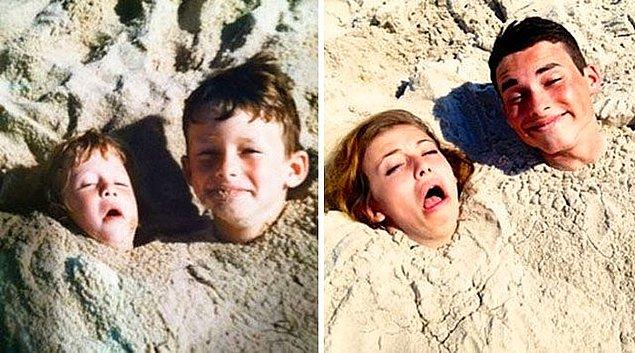 19. Bu kardeşler hala kumda oynamaya bayılıyor