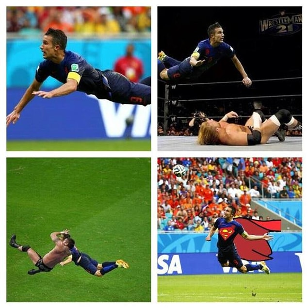 1. Uçan Hollandalı Van Persie'nin İspanya'ya attığı harika gol çok ses getirdi.
