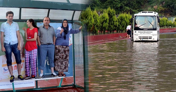 Zonguldak'ta Yağış Yolları Göle Çevirdi