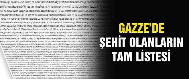 Gazze'de şehit olanların tam listesi