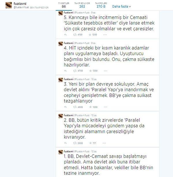 İşte Fuat Avni'nin attığı tweetler: