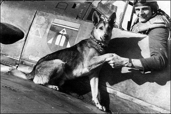 21. Köpeğiyle birlikte poz veren pilot