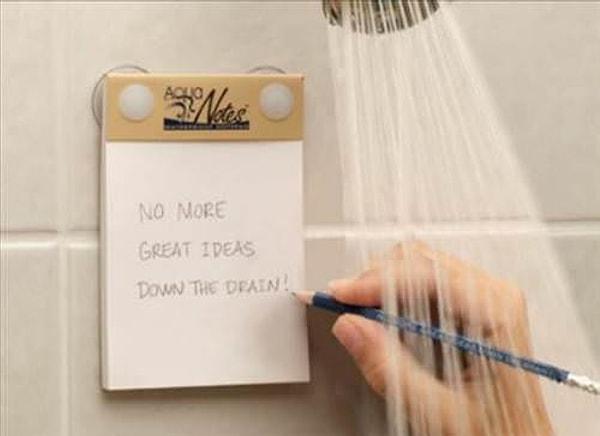 85. Duş alırken aklınıza güzel fikirler geliyor ve sonrada bunları unutuyorsanız, duşta not almanızı sağlayacak bu icat tam sizlik