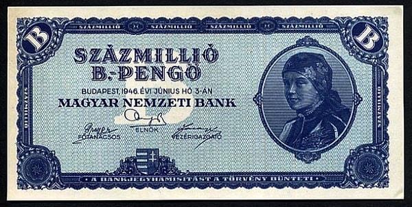 18. Macaristan'ın 100 Milyon Milyar Pengo Banknotu