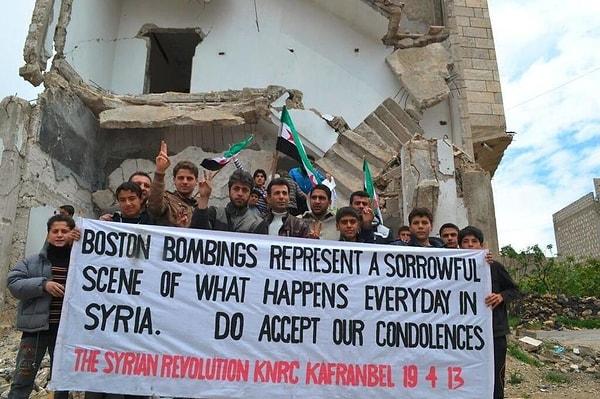 49. Boston Maratonu'ndaki bombalı saldırıdan sonra Suriye'den gönderilen başsağlığı mesajı (2013)