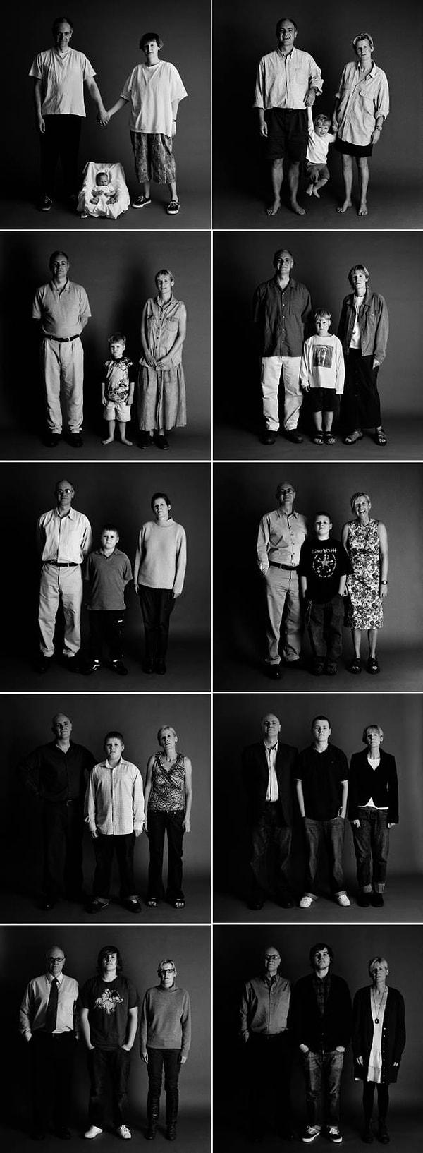 13. 20 yıl boyunca düzenli aralıklarla fotoğraf çektiren aile.
