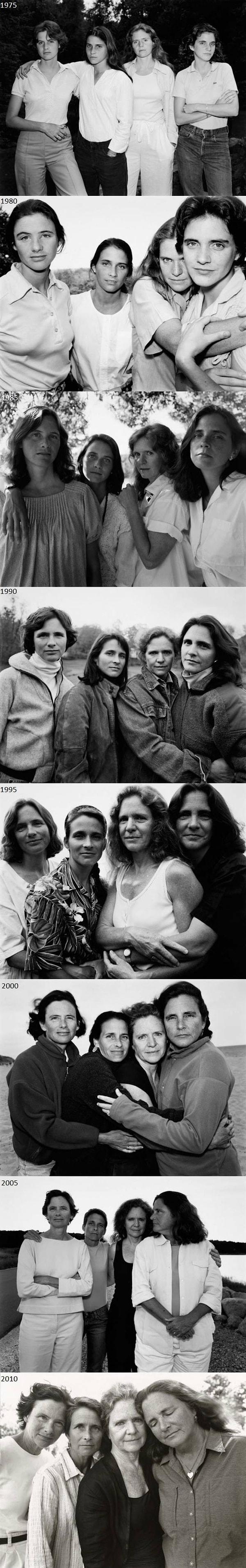 15. 1975'ten bu yana her beş yılda bir fotoğraf çektiren kız kardeşler.