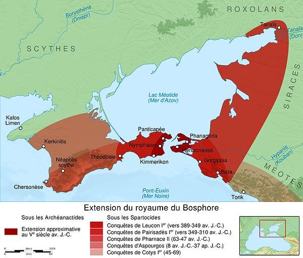 2. MÖ V. yy - Azak denizi çevresinde Kimmerios Bosporos Krallığı