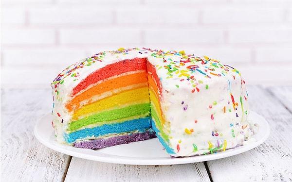 Akşam vakti güneş doğar: Rainbow (gökkuşağı) kek