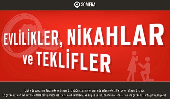 Türk Dizilerindeki Teklifler, Nikahlar, Evlilikler