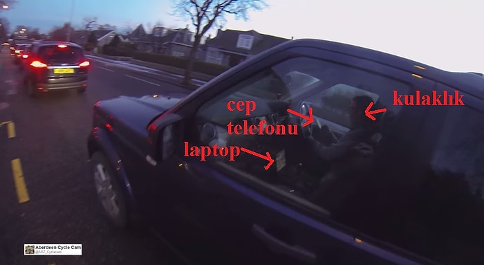 Cep Telefonu, Laptop ve Kulaklık Kullanarak İnsan Hayatını Tehlikeye Atan Sorumsuz Şoför