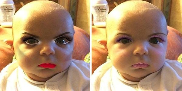 Gabriel'in annesi Fiona, YouCam Makeup uygulamasıyla oğluna aşırı ve eğlenceli makyajlar yapıyor.