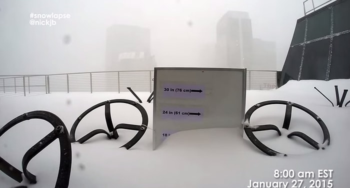 Boston'a 40 Saat Boyunca Yağan Karın Time Lapse Görüntüleri