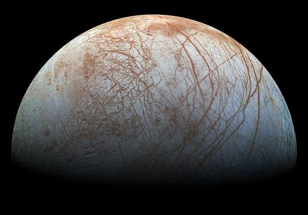 23. Jupiter'ın uydularından biri olan Europa uydusunun renkli manzarası. Fotoğraf önce mozaik olarak elde edilmiş. Düşük kalite çekilmiş fakat sonradan gerçekçi renklerle bu hale getirilmiş. Europa'yı insanlar görebileceği hale getirilmiş. Harika olan kısım ise, uydunun coğrafyası. Çatlaklar, düzlükler donmuş alanlar. Hepsi bir arada.