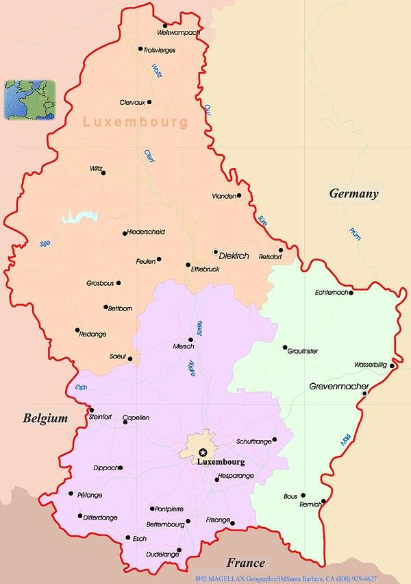 11. Ülkemizdeki iller; Diekirch, Grevenmacher, Lüksemburg