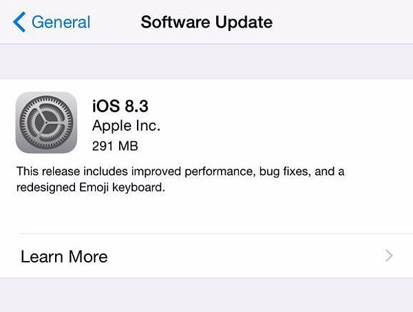 Öncelikle İos 8.3 download edelim. Settings > General > Sotfware Update > Dowmload