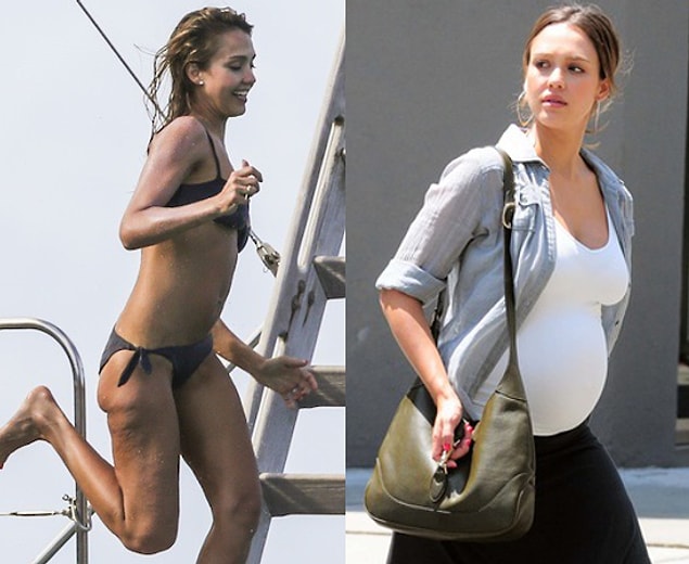 Jessica Alba da hem geçmiş dönemlerinde hem de anne olduktan sonra bu tarz izleri vücudunda taşıyor. Üstelik bunu hiç bir zaman saklamıyor.