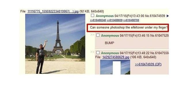 Beni Eiffel kulesinin tepesini tutarken photoshop yapabilirmisiniz diyen adam ve sonucunda ortaya çıkanlar