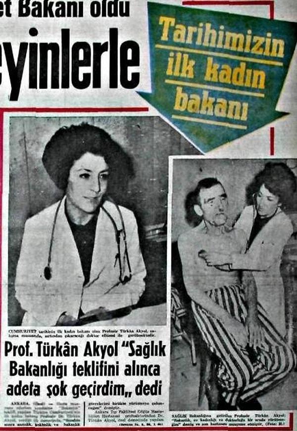 3. İlk kadın bakan: Türkân Akyol (1971)