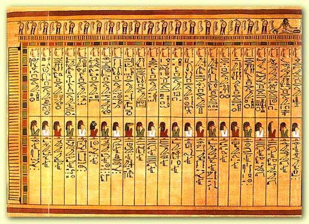 13. Bu dualar ‘Mısır’ın Ölüler Kitabı’ denilen, dönemin kağıtları olan papirüslere yazılmış, içinde dualar ve büyüler bulunan bir kitaptı.