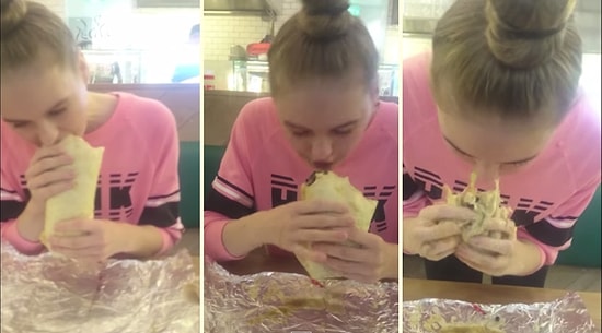 2 Dakikada 1 Kiloluk Dürümü Yiyen Kız