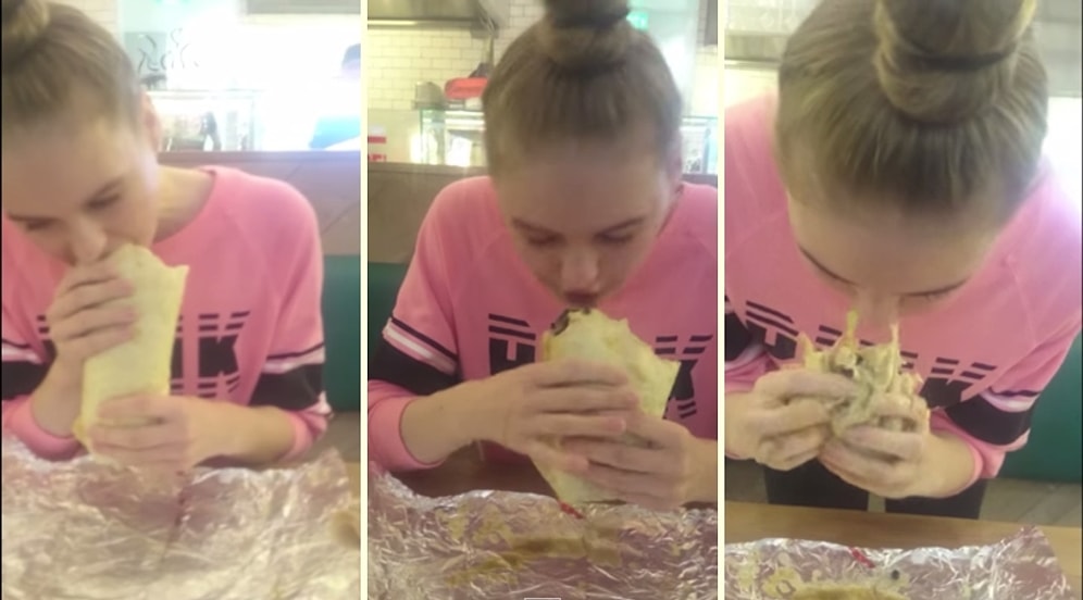 2 Dakikada 1 Kiloluk Dürümü Yiyen Kız