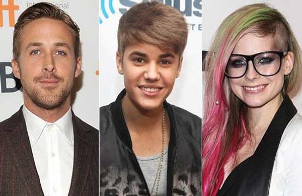 20. Ryan Gosling -  Justin Bieber - Avril Lavigne