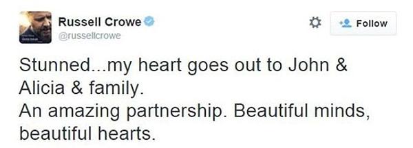 Russell Crowe Üzüntüsünü Twitter'dan Paylaştı