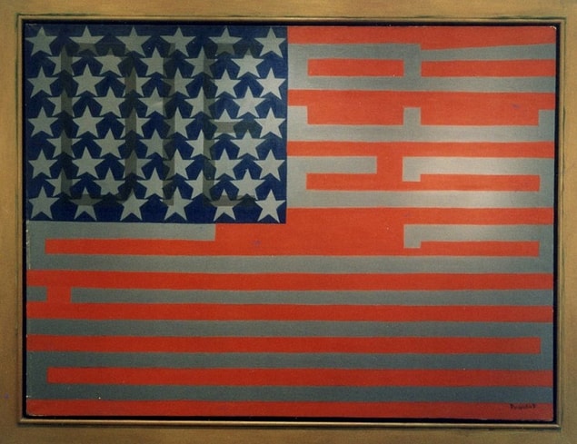 Faith Ringgold 'dan "Siyah Işık Serisi #10: Ay için Bayrak: Öl Zenci"