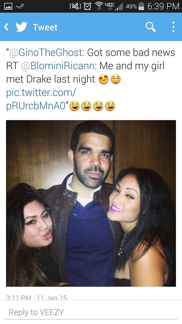 1. Fotoğraf çektirdiği kişinin Drake olduğundan çok emin