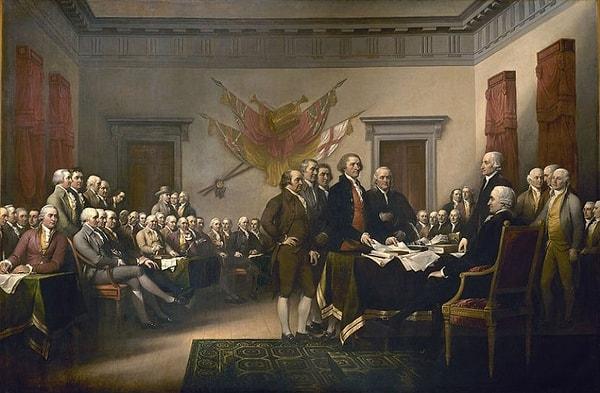 16. 1776: Amerikan Bağımsızlık Bildirgesi'nin yayımlanması. Böylece kolonilerin Britanya Krallığı'ndan ayrılması ve Amerika'nın bir güç olarak yükselmesinin başlangıcı.