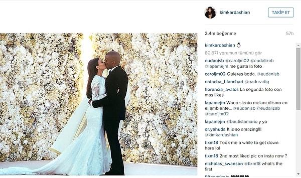 11. 2014’ün en çok like alan fotoğrafını Kim Kardashian paylaştı.