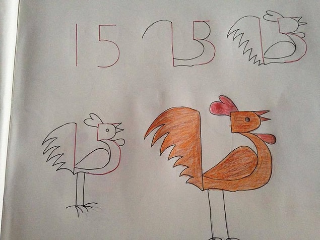 A rooster with 15