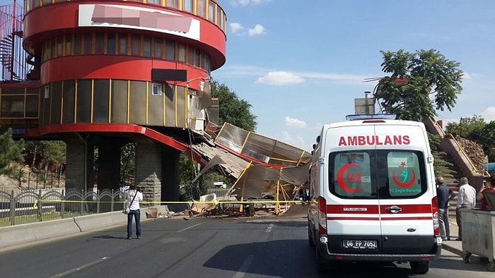 Ankara'da Kamyonun Çarptığı Üst Geçit Çöktü