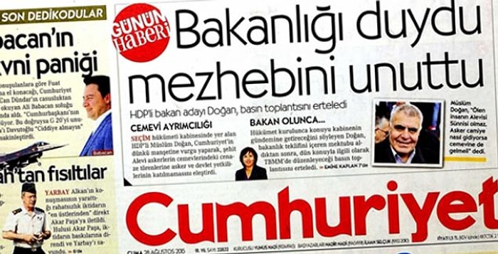 Müslüm Doğan'dan Cumhuriyet'in Manşetine Protesto