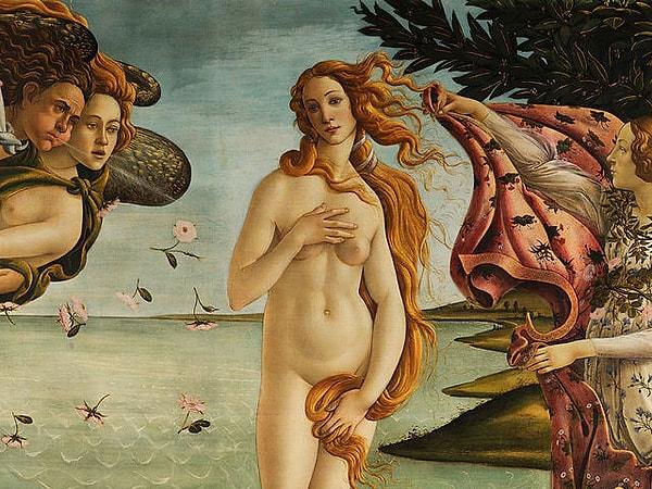 "Venüs'ün Doğuşu" isimli tabloda Venüs neyin üstünde resmedilmiştir?