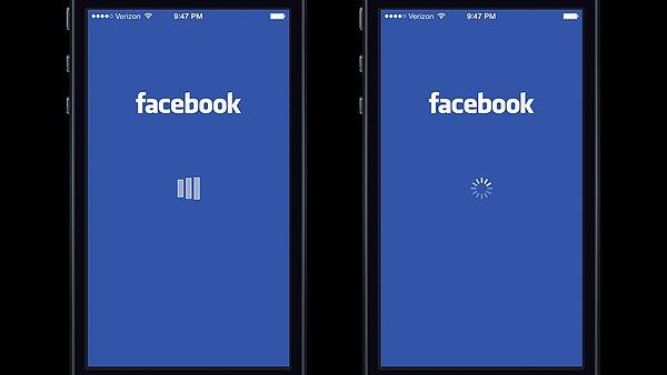 Facebook, uygulama yükleniyor animasyonu için A/B testi yaptı.