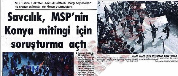 8 Eylül: MSP Konya mitingi için soruşturma