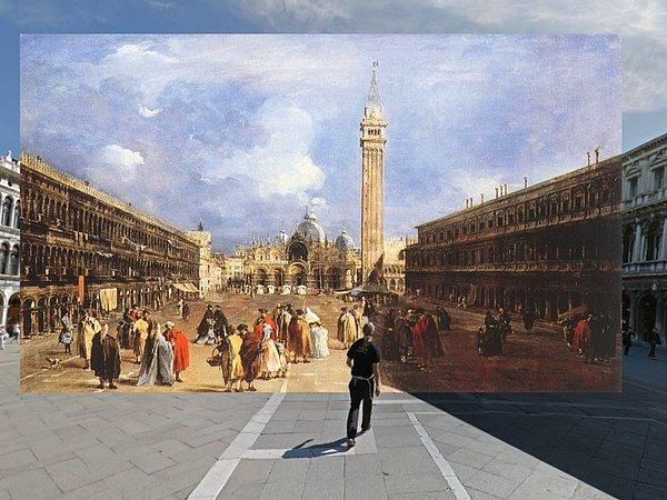 8. İtalya - The Piazza San Marco towards the Basilica (1760-65) - Francesco Guardi.