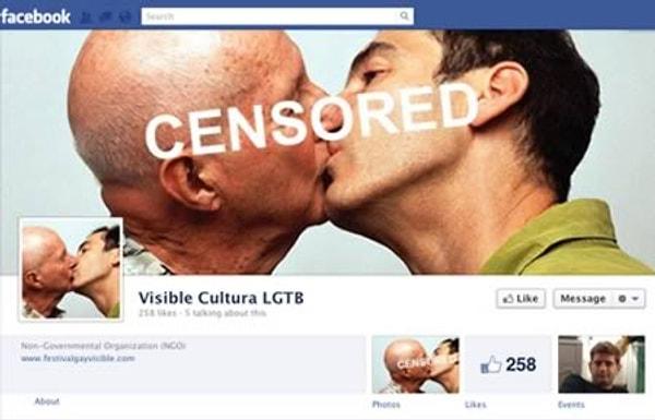 7. İki adamın öpüştüğü bir fotoğraf, “siyasi, cinsel veya diğer türlü hassas” doğanın ahlaki koduna uymadığı için Facebook tarafından kaldırıldı.