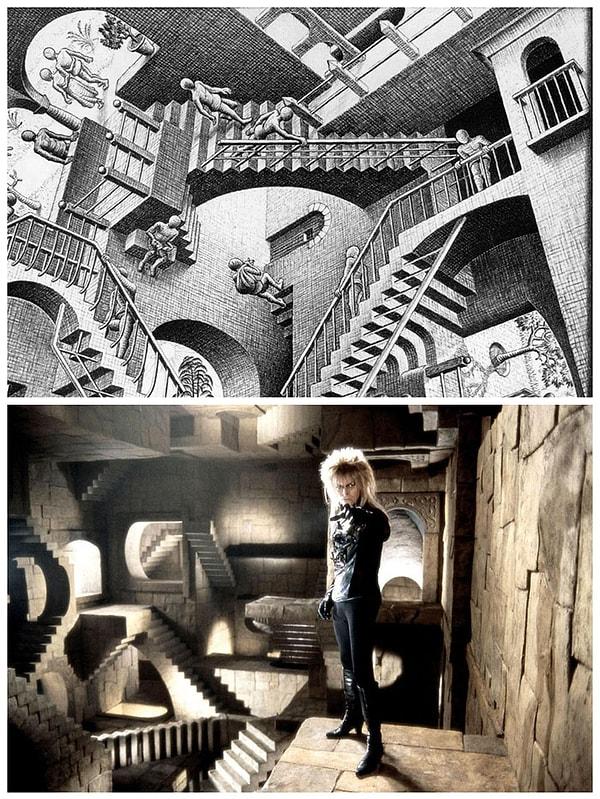 1. Jim Henson'ın Labirent filmi ve Escher'in Relativity adlı eserinden