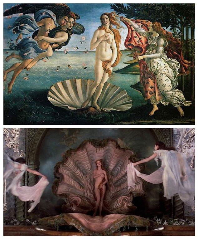 8. Terry Gilliam'ın Baron Munchausen'in Maceraları ve Boticelli'nin The Birth of Venus ( Venüs'ün Doğuşu) adlı tablosundan