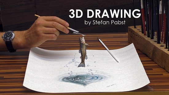 Gerçekçi Görünümüyle 3 Boyutlu Sudan Zıplayan Balık Çizimi