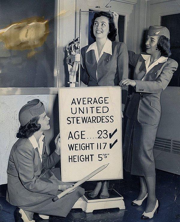 17. United Havayolların'da hostes olmak için gereken özelliklerin belirtildiği bir reklam, 1948.